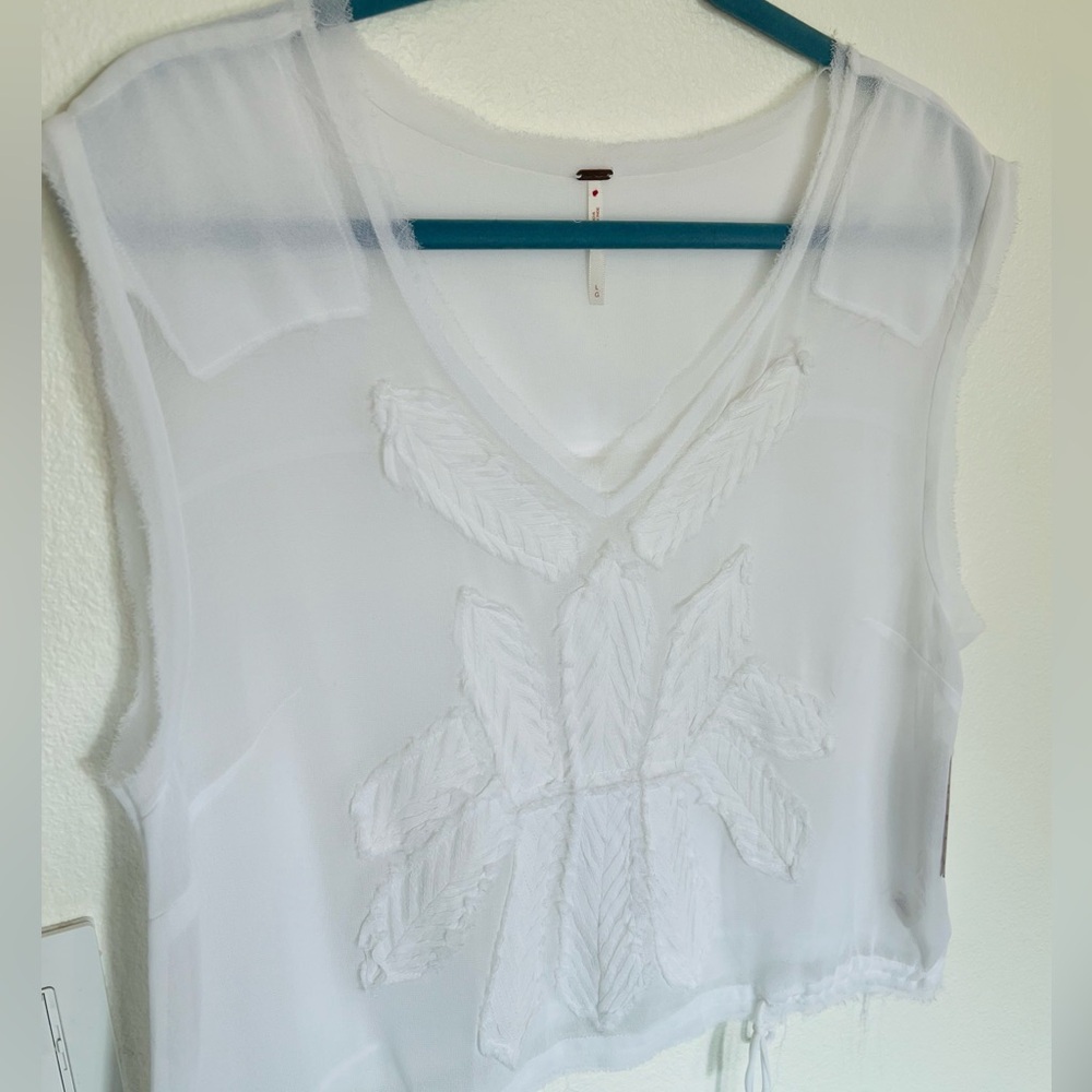 NWT | Free People Pennies Storytellers Sheer Raw Edge Top - Picture 6 of 8